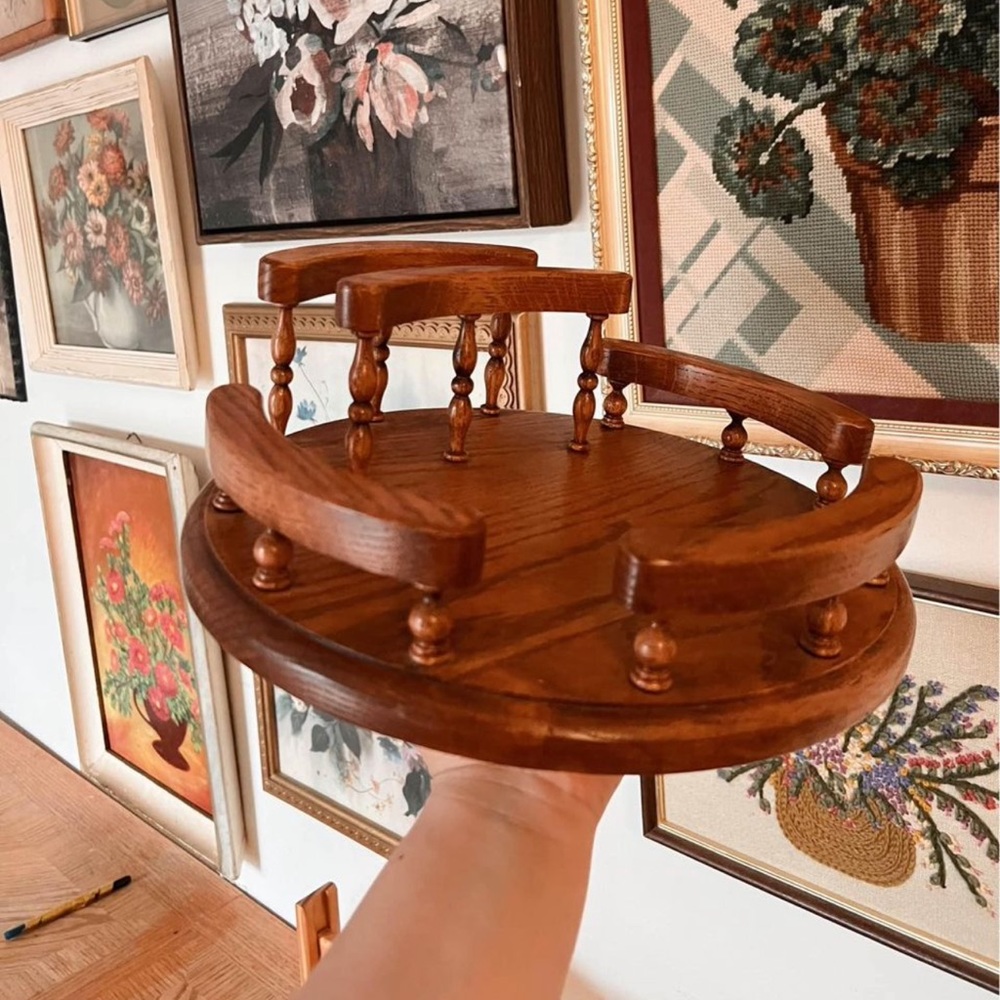 Vintage wooden turntable lazy Susan